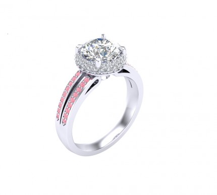 Bespoke Design Diamond and Sapphire Round Brilliant Diamond Ring in Platinum 950 AU